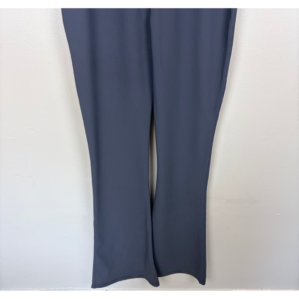 Wilo The Label V-Neck Flare Unitard Gunmetal Sleeveless Jumpsuit Blue Size M - Picture 9 of 11